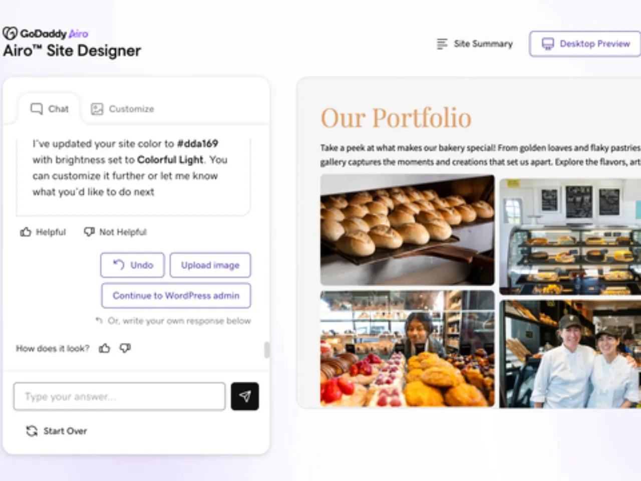 GoDaddy Airo Site Designer
