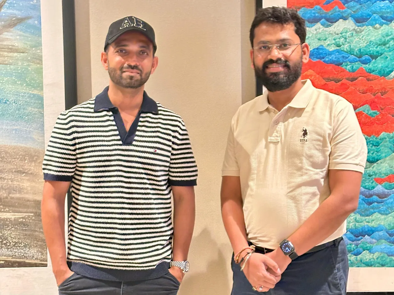 Ajinkya Rahane with Manas Pal Co-founder PedalStart