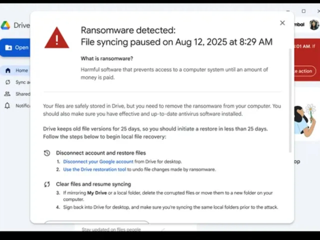 Google Drive Adds Ransomware Alerts and File Restore Features