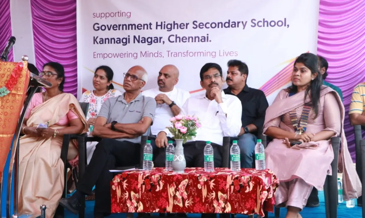 Dr V Irai Anbu inaugurating revamped Kannagi Nagar GHSS
