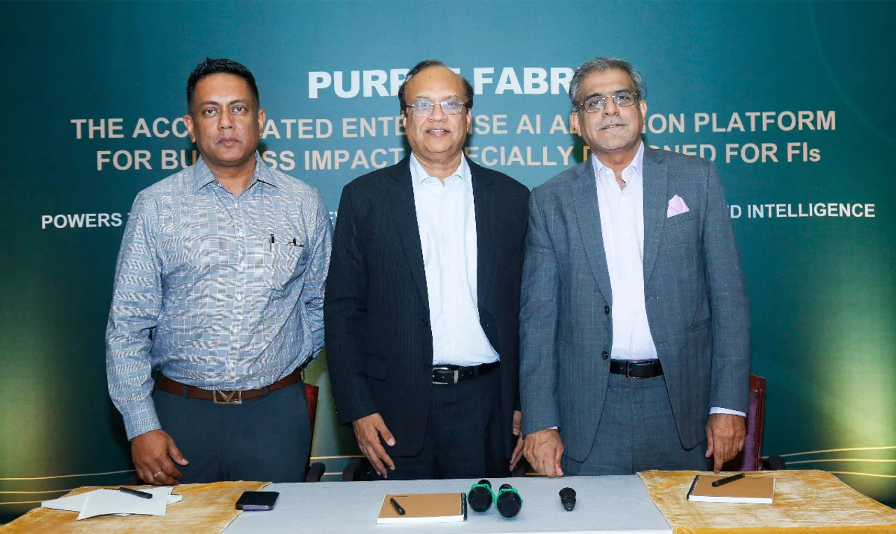 From left to right Debal Dutt, Chief Marketing Officer, Intellect Design Arena Banesh Prabhu, CEO, IntellectAI Kannan Ramasamy, Chief Partner Officer, Intellect Design Arena
