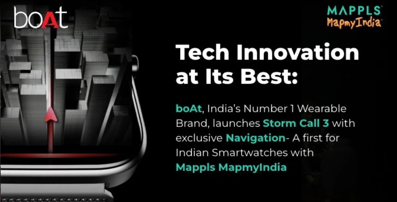 Mappls MapmyIndia navigation powers  boAT Storm Call 3 smartwatch 