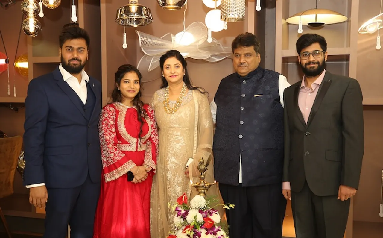 FROM LTOR Mohit Agarawal, Himanshi Agarawal, Jyothi Agarawal Sanjay Agarawal and Komal Agarawal at Inaugurations of Brillica showroom
