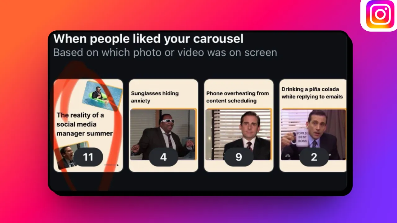 Instagram frame specific like counts carousel posts