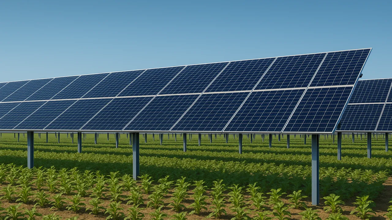 AgriPV 1P trackers in Campania were designed with 3 m motor-piles and 50° tilt for crop airflow.