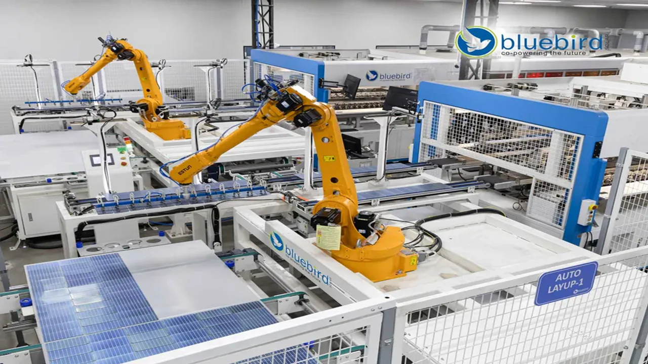 Bluebird Solar’s Greater Noida facility was upgraded with AI automation and certified module production lines.