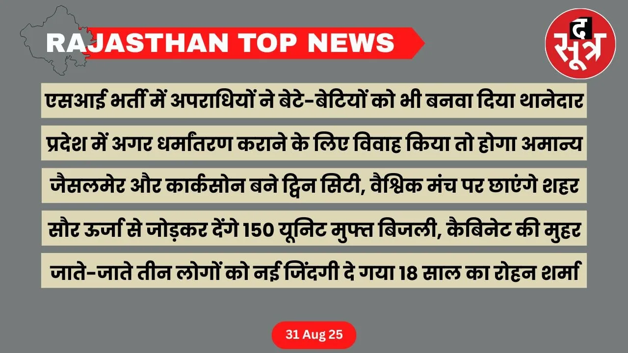 Rajasthan top news 31 August