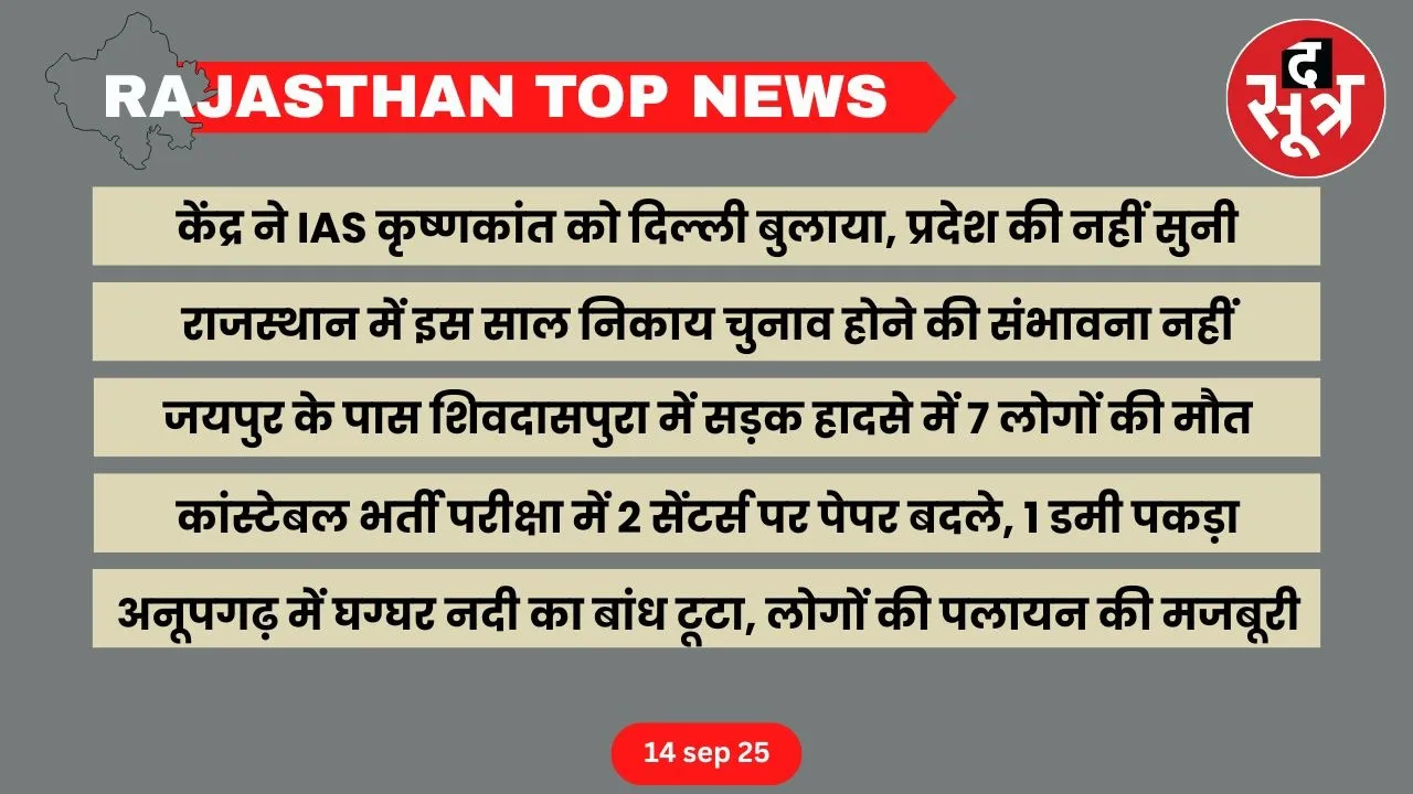 Rajasthan top news 14 sep