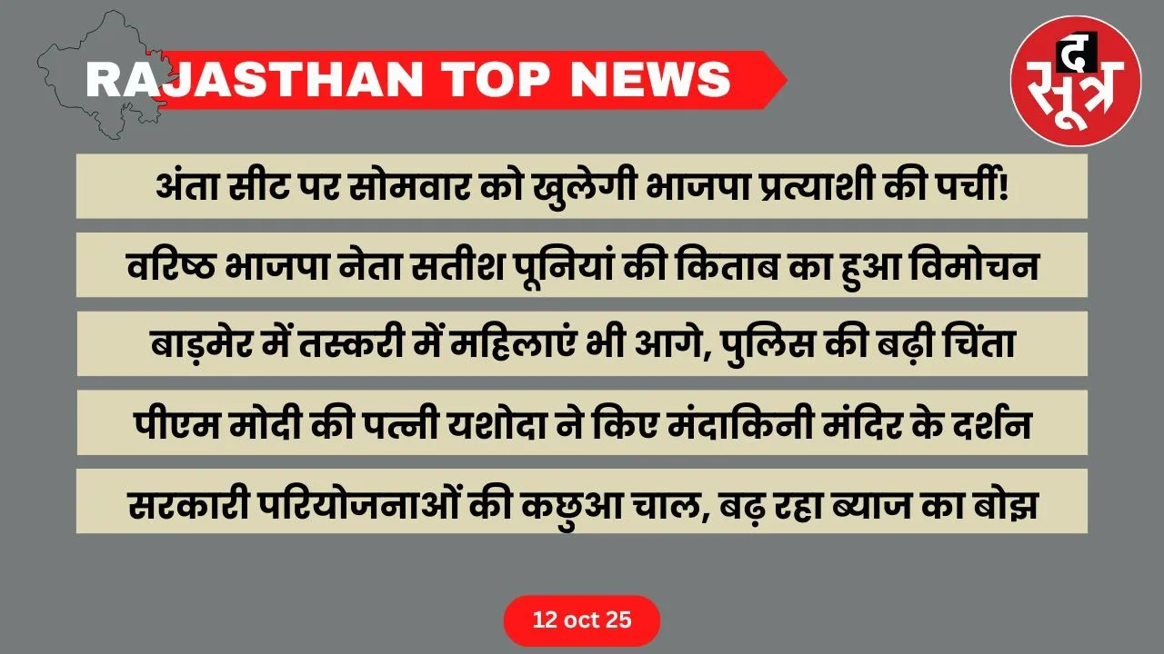 Rajasthan top news 12 oct