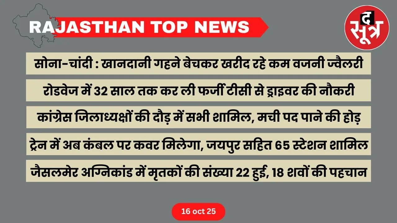Rajasthan top news 16 oct