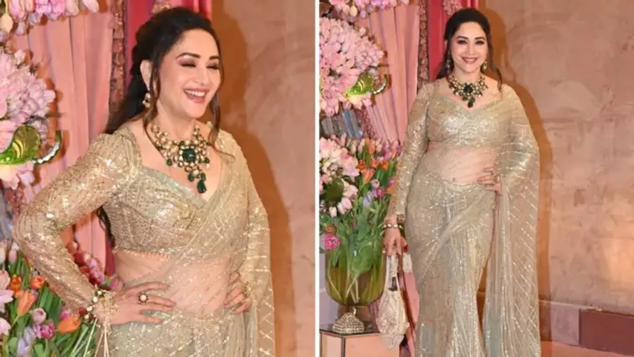 Madhuri Dixit golden saree look