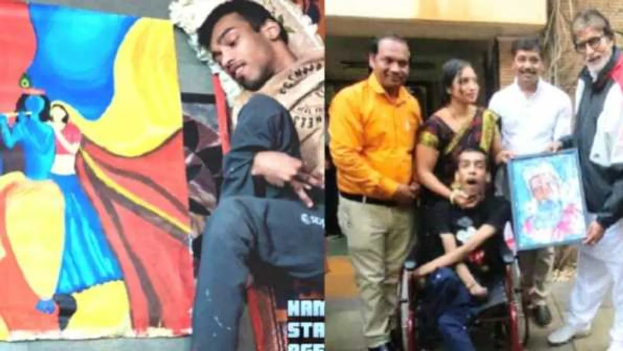 MP के दिव्यांग आयुष राष्ट्रीय स्तर पर चमके: पैरों से बनाते हैं पेटिंग, अमिताभ बच्चन तक दीवाने
