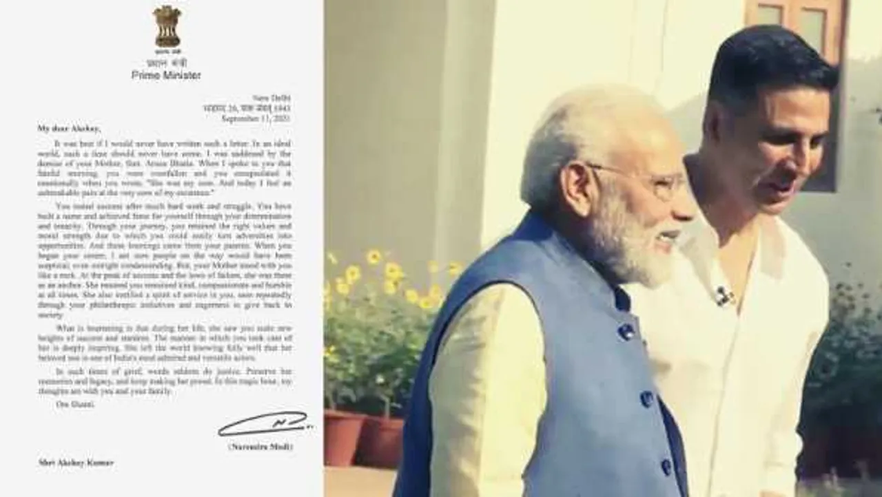 PM ने लिखी अक्षय को चिट्ठी: मां के निधन पर सांत्वना दी, लिखा- काफी मेहनत के बाद आपको कामयाबी मिली