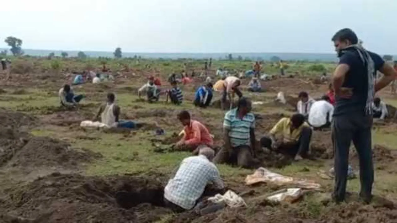 दमोह में 'दिव्य पत्थर': खेतों में मिल रहा चमकीला गोलाकार पत्थर, सैकड़ों लोग खुदाई में जुटे
