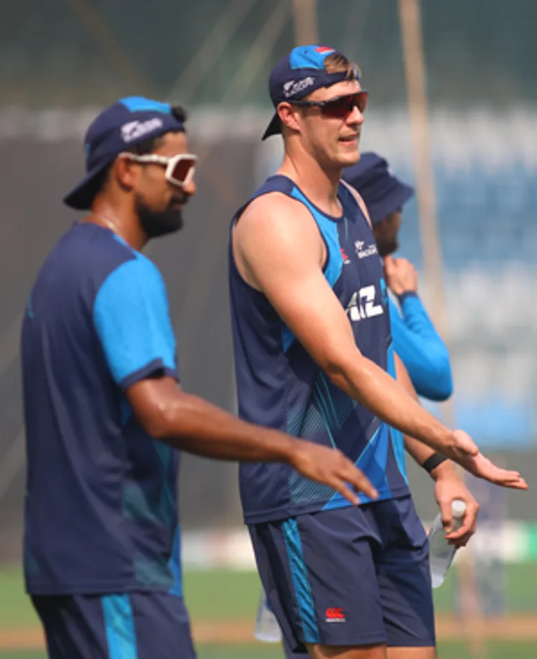 Mumbai: New Zealand's players during a practice session ahead of the ICC Men's Cricket World Cup
