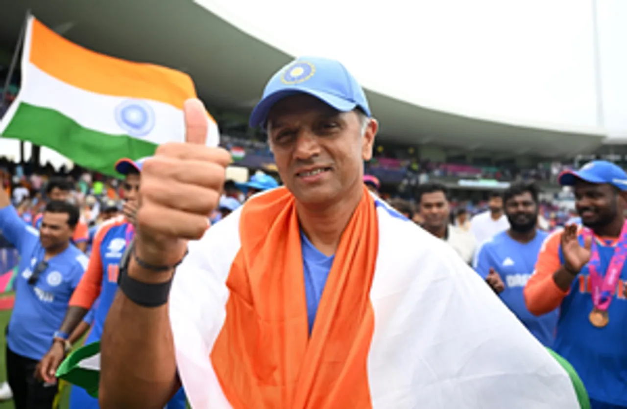 Barbados: Indian players celebrate their victory in the ICC Men's T20 Cricket World Cup Final match against South Africa