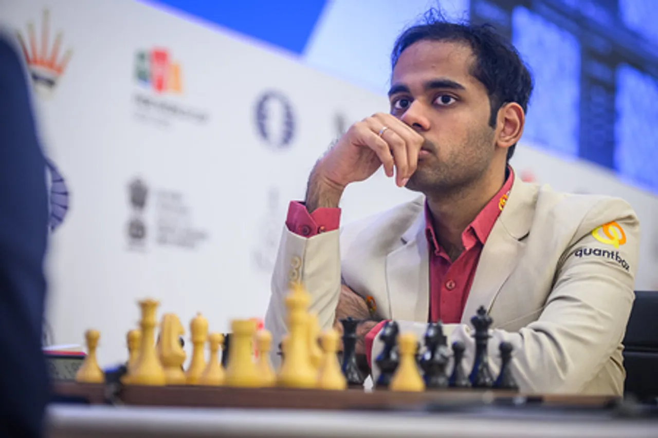 World junior champion V Pranav, GM Arjun Erigaisi win with black; Vidit survives Oro scare in the first game of the second round of FIDE World Cup 2025 Panaji, Goa, on Tuesday. Photo credit: Michal Walusza|FIDE