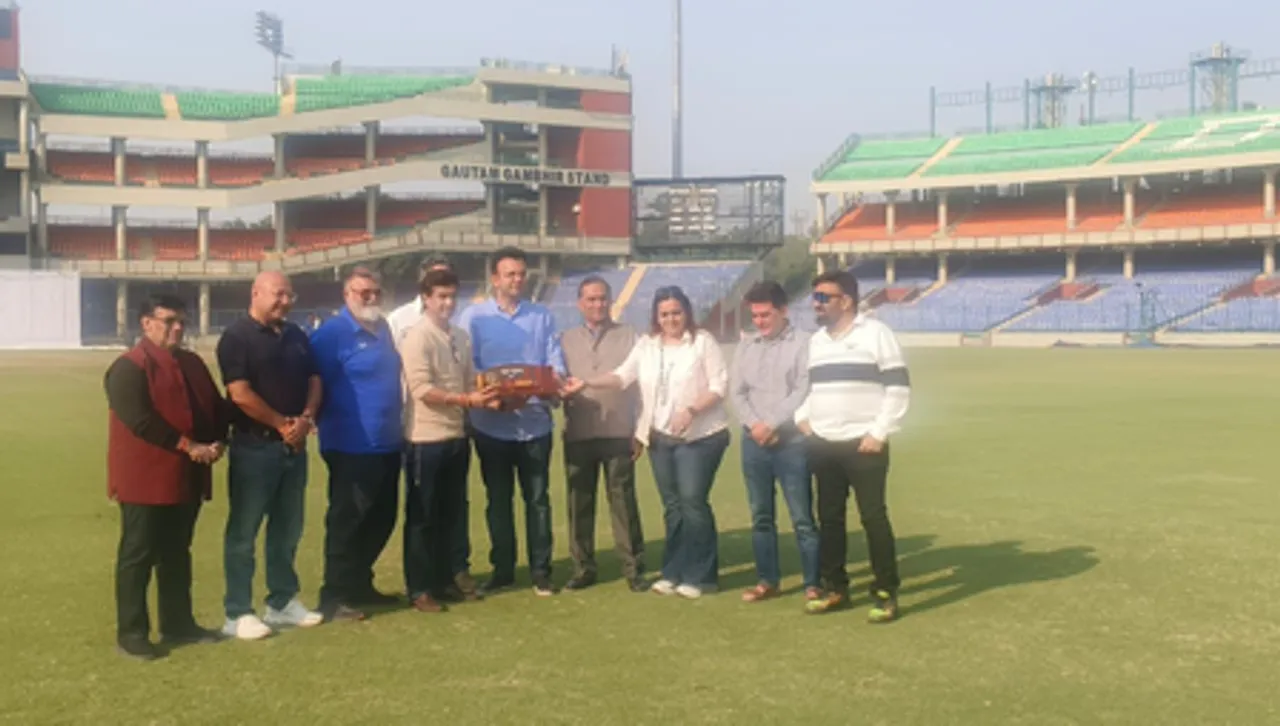 BCCI chief Mithun Manhas congratulates Rohan Jaitley as Arun Jaitley Stadium hosts 300+ first-class matches (Credit: IANS)