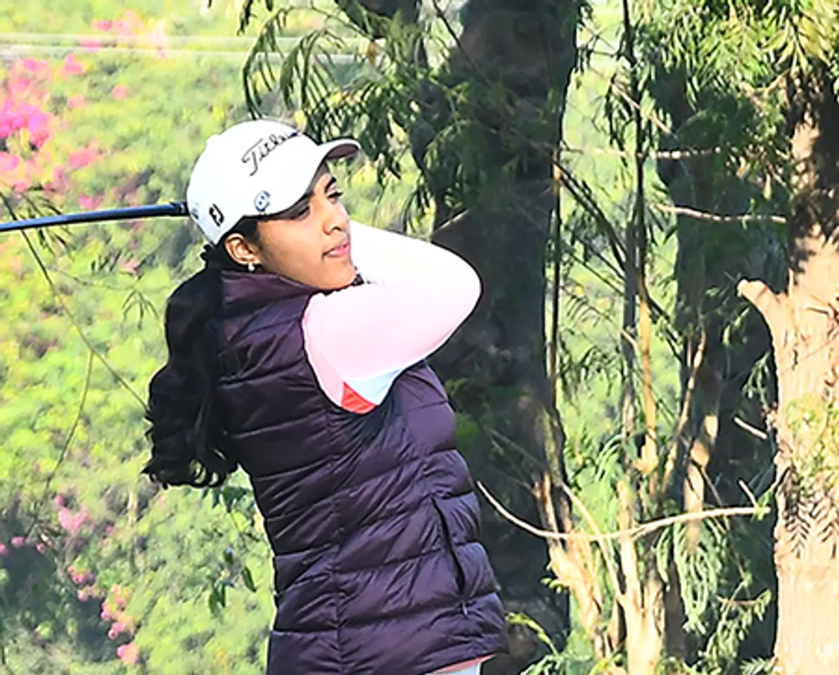 Amateur Mahreen Bhatia leads by two over Vani Kapoor in 15th Leg of Women’s Pro Golf Tour 2025 at the Jaypee Wishtown Golf Course in Noida on Thursday. Photo credit: WPGT