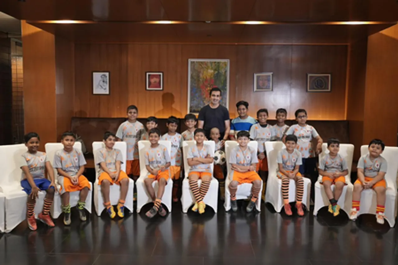 Gautam Gambhir interacts with young footballers in Kolkata