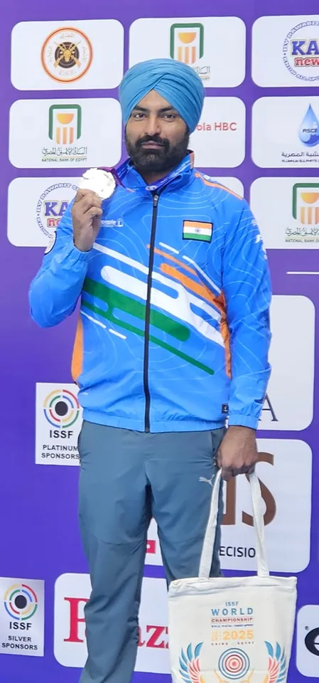 Olympian Gurpreet Singh won a silver in 25m centre fire pistol as India finish third in the International Shooting Sport Federation (ISSF) World Championship at the Olympic Shooting Range in Cairo, Egypt, on Monday. Photo credit: NRAI
