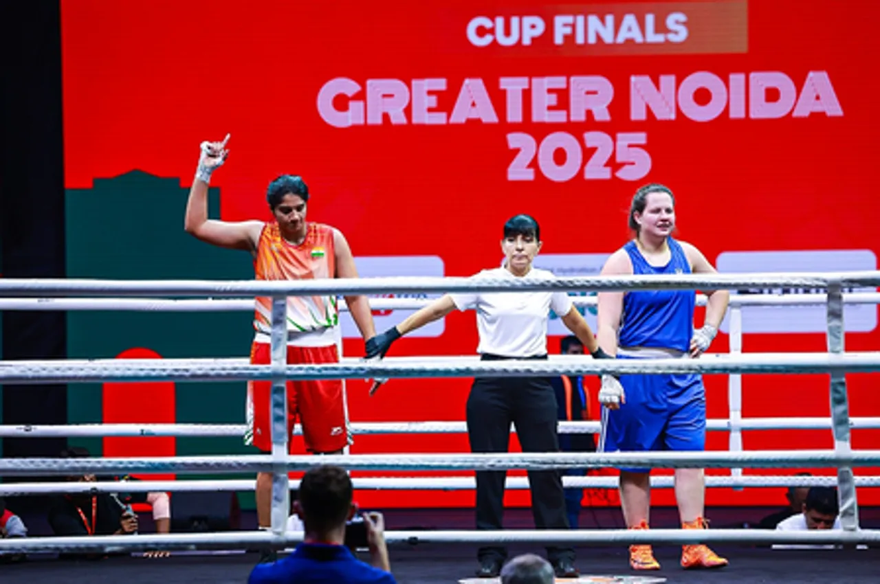 World Boxing Cup: Arundhati Choudhary knocks down triple WC medallist Leonie Muller, five Indians enter final (Credit: BFI)