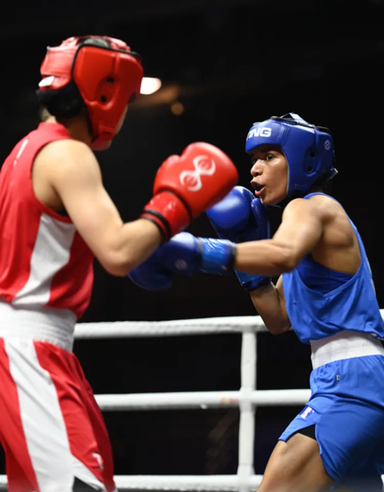 Jaismine Lamboria and Nikhat Zareen blaze into finals as India has record 15 pugilists in gold-medal bouts in the World Boxing Cup Finals 2025 at the Shaheed Vijay Singh Pathik Sports Complex in Greater Noida on Wednesday. Photo credit: BFI