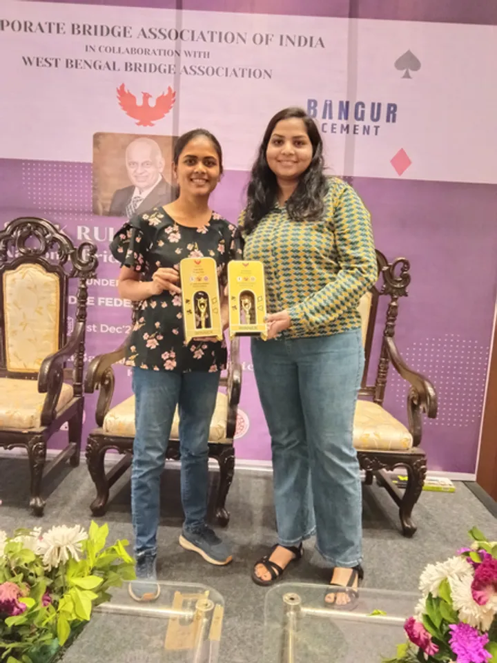 Vidhya Patel & Kalpana Gurjar win the Amla Ruia Women Pairs title in the 67th Ashok Ruia Memorial Winter National Bridge Championship at the Biswa Bangla Convention Centre in Kolkata on Tuesday.