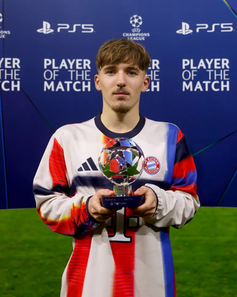 Excitement around record-setting Bayern Munich youngster Lennart Karl is at a new peak. Photo credit: Champions League/X