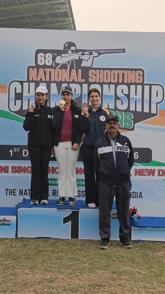 Raiza Dhillon sweeps women’s skeet titles on opening day of finals in 68th National Shooting Championship at Dr. Karni Singh Shooting Range in Tughlaqabad, near New Delhi. on Saturday. Photo credit: NRAI