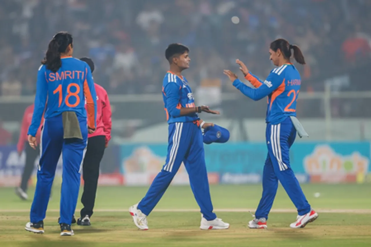 Shree Charani, Vaishnavi Sharma claim two wickets each as India restricted Sri Lanka to 128/9 in 20 overs in the second T20I of the five-match series at the Dr. Y. S. Rajasekhara Reddy ACA–VDCA Cricket Stadium in Visakhapatnam on Tuesday. Photo credit: BCCI Women
