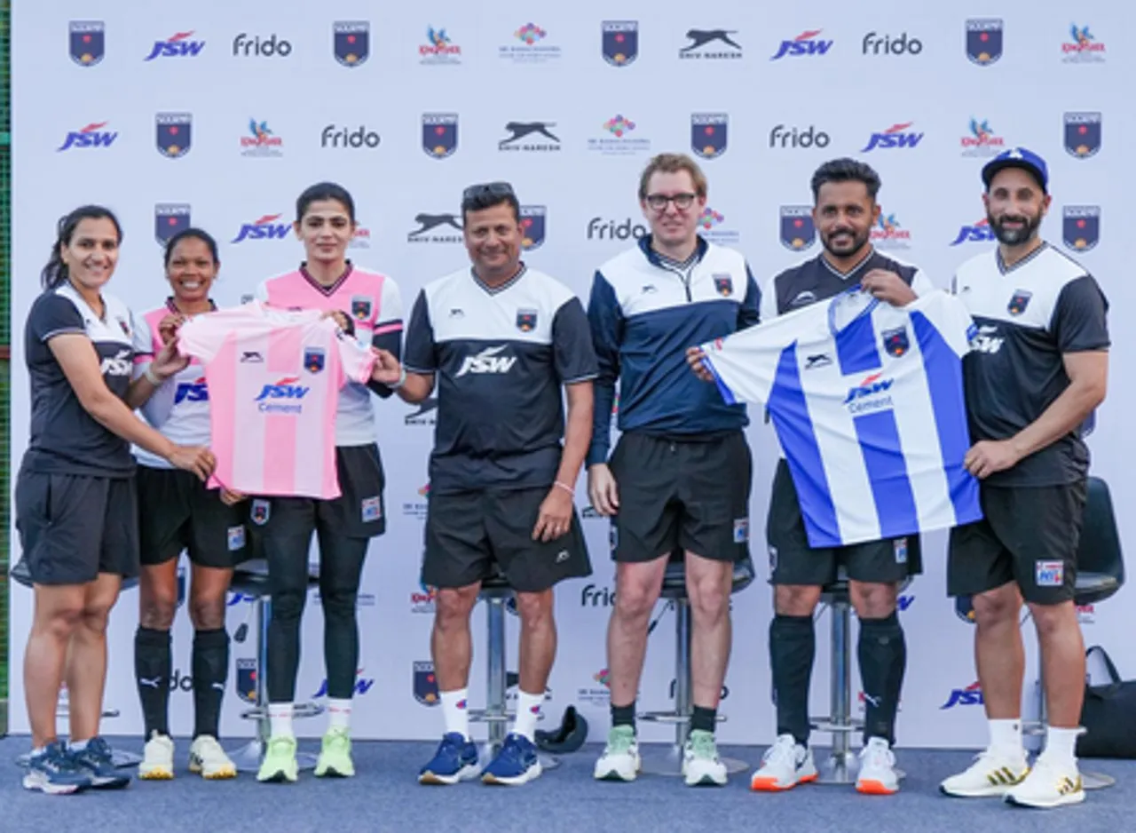 Soorma Hockey Club unveils new jersey as legends and future stars come together ahead of the Hockey India League (HIL) 2026, in Chennai on Wednesday. Photo credit: Soorma Hockey Club