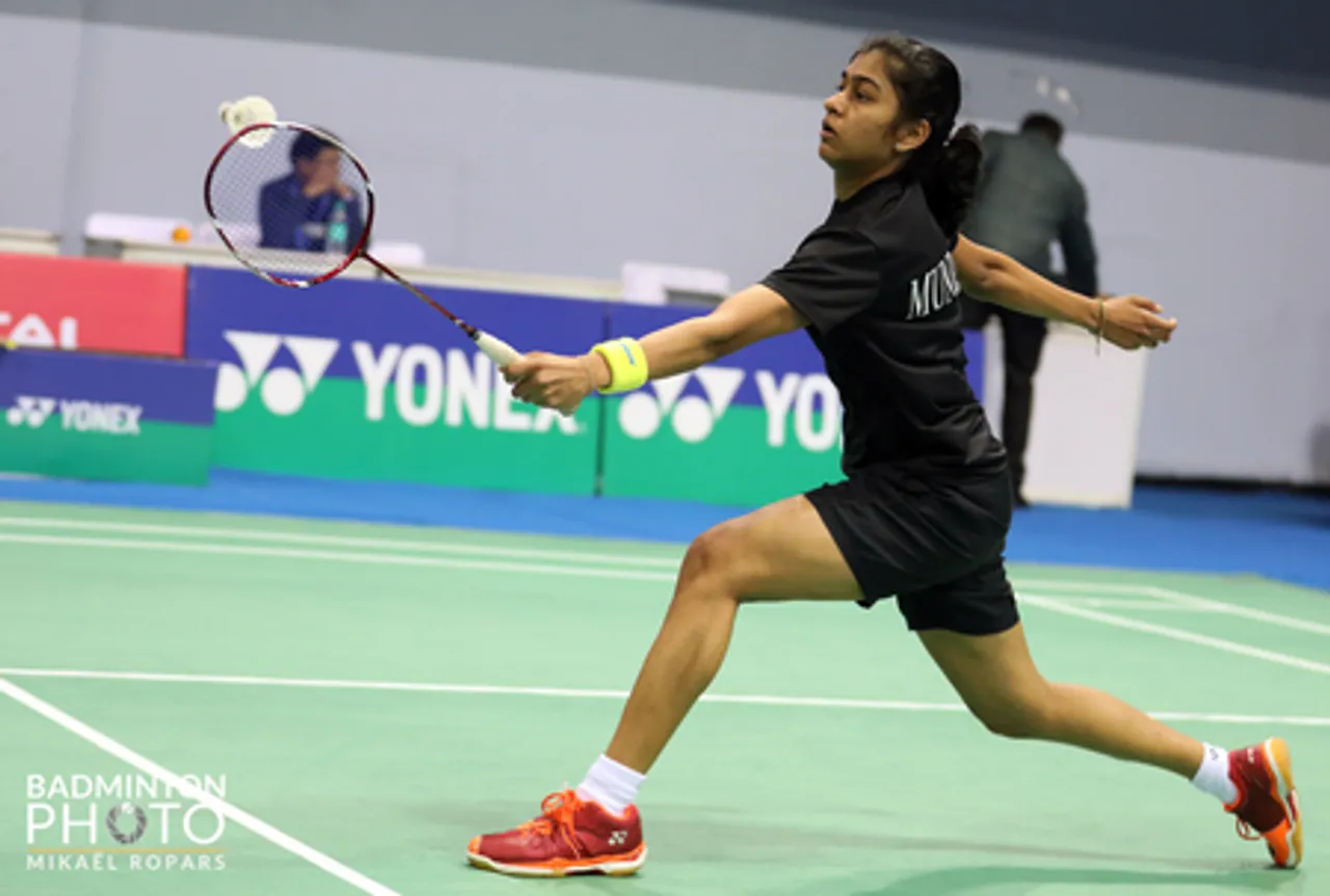 Surya Charishma, Shruti Mundada, send top two seeds packing to reach semifinals of the Senior National Badminton Championships in Vijayawada on Friday. Photo credit: BAI