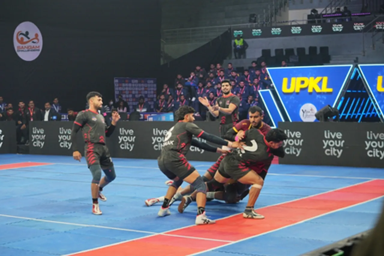 Uday Dabas leads Gazab Ghaziabad to emphatic win over Yamuna Yoddhas on Day 3 of Season 2 of Uttar Pradesh Kabaddi League (UPKL) at the Noida Indoor Stadium in Noida on Saturday. Photo credit: UPKL