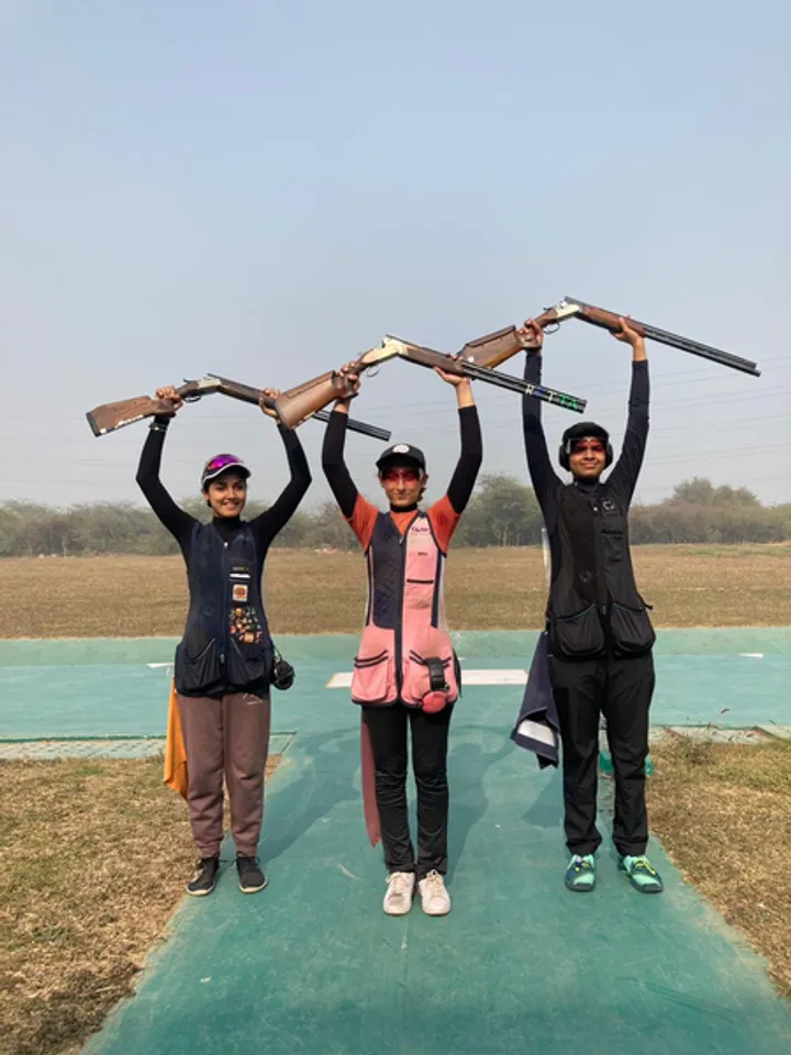 Delhi’s Addya Katyal wins Junior Women’s Trap title in the 68th National Shooting Championship Competitions (Shotgun) at the Dr. Karni Singh Shooting Range near New Delhi on Tuesday.  Photo credit: NRAI