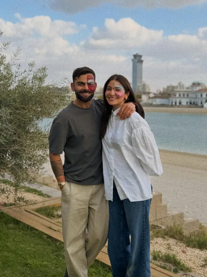 Virat Kohli 'steps into 2026' with wife Anushka Sharma in a masked picture. Photo credit: @viratkohli/Instagram