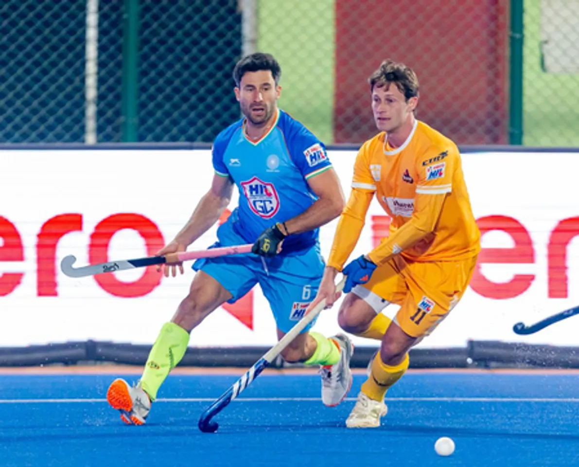Kane Russell's hat-trick helps HIL GC beat Tamil Nadu Dragons 4-2 in the Men's Hockey India League (HIL) match at the Marang Gomke Jaipal Singh Astro Turf Hockey Stadium in Ranchi on Monday. Photo credit: Hockey India