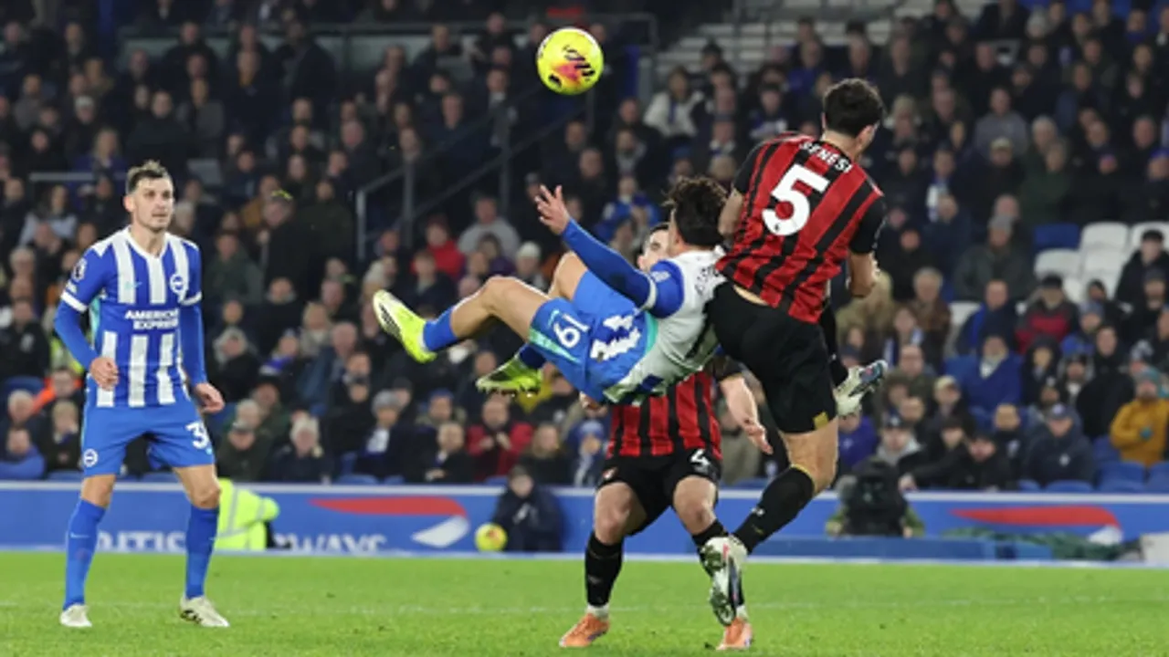 Kostoulas's stoppage time stunner helps Brighton hold Bournemouth
