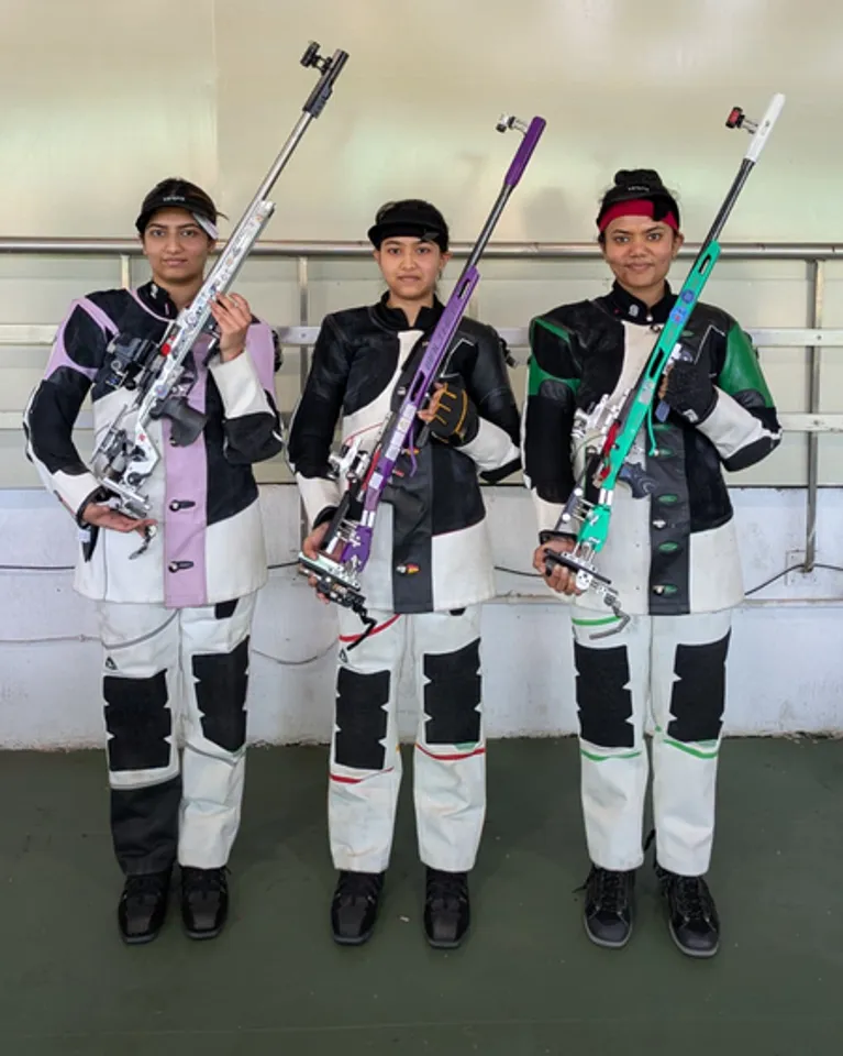 Tilottama Sen and Niraj Kumar win 50m 3 Positions, Rajkanwar Singh tops 25m Rapid Fire Pistol in the National Selection Trials T1 for Group A here at the Dr. Karni Singh Shooting Range near New Delhi on Tuesday. Photo credit: NRAI