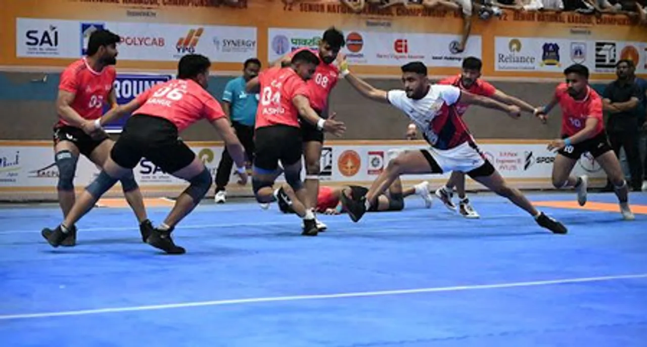UP upset Services, Maharashtra register convincing win to reach semifinals of the 72nd Senior Men’s National Kabaddi Championship 2026 in Vadodara on Thursday. Photo credit: AKFI