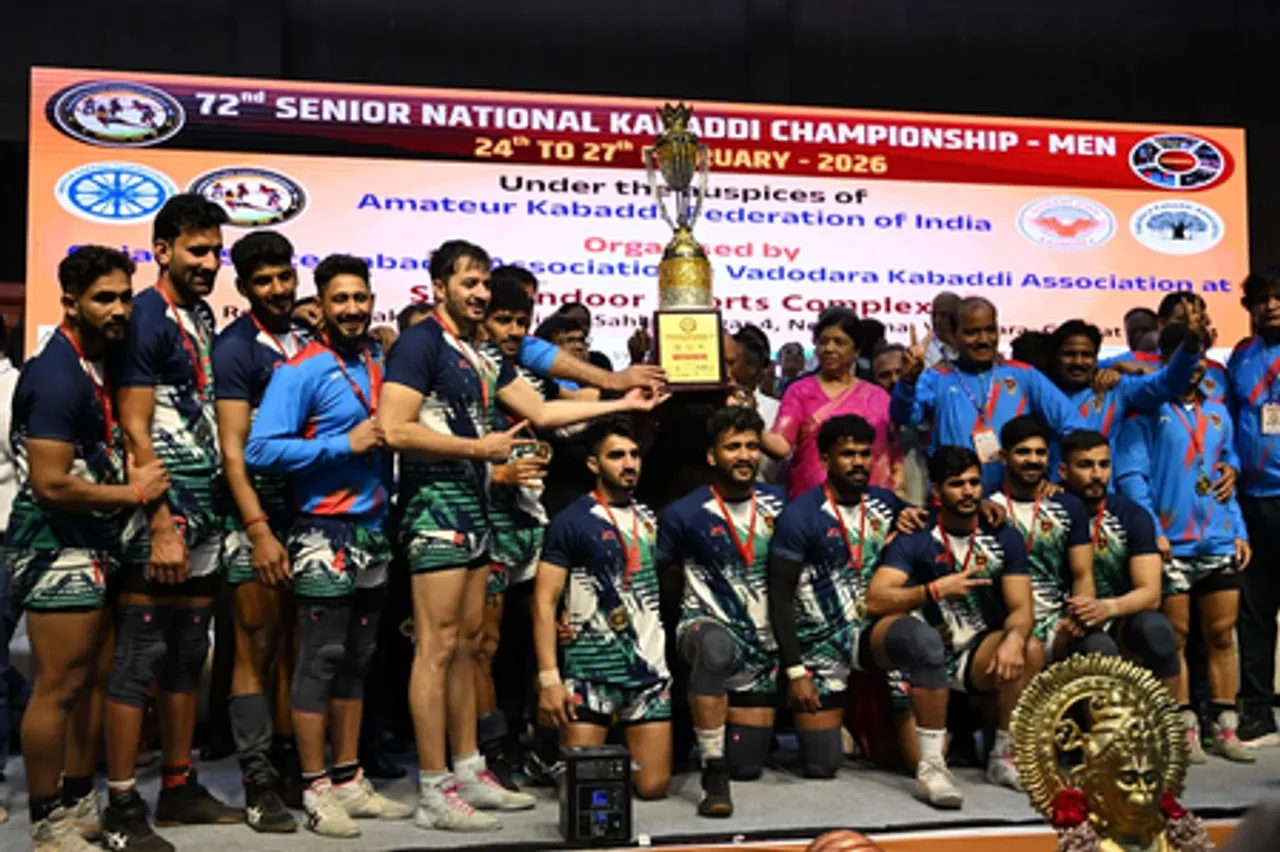 Indian Railways beat Maharashtra by 18 points to claim the title in 72nd Senior Men’s National Kabaddi Championships at the Sama Indoor Stadium, Vadodara, on Friday.
