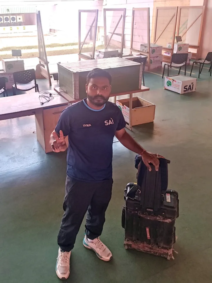 Bhavesh Shekhawat leads after Stage 1 of 25m Rapid Fire Pistol at National Selection Trials T3which got underway at the Dr. Karni Singh Shooting Ranges in the National Capital Region on Friday. Photo credit: BRAI