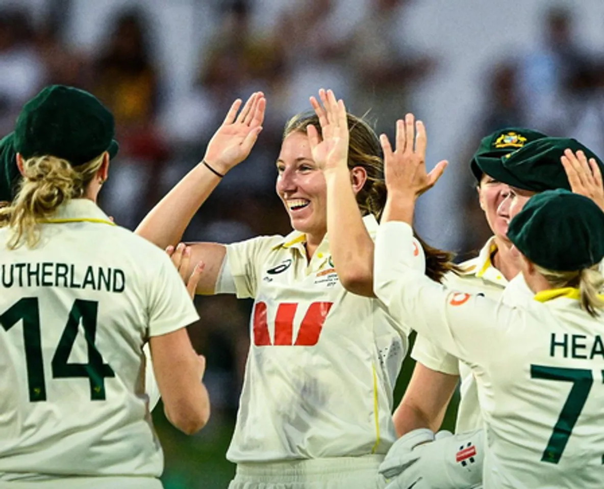 Lucy Hamilton and Annabel Sutherland star as India stare at huge loss against Australia in the one-off Pink-ball Test at the WACA Ground in Perth on Saturday. Photo credit: cricket.com.au/x