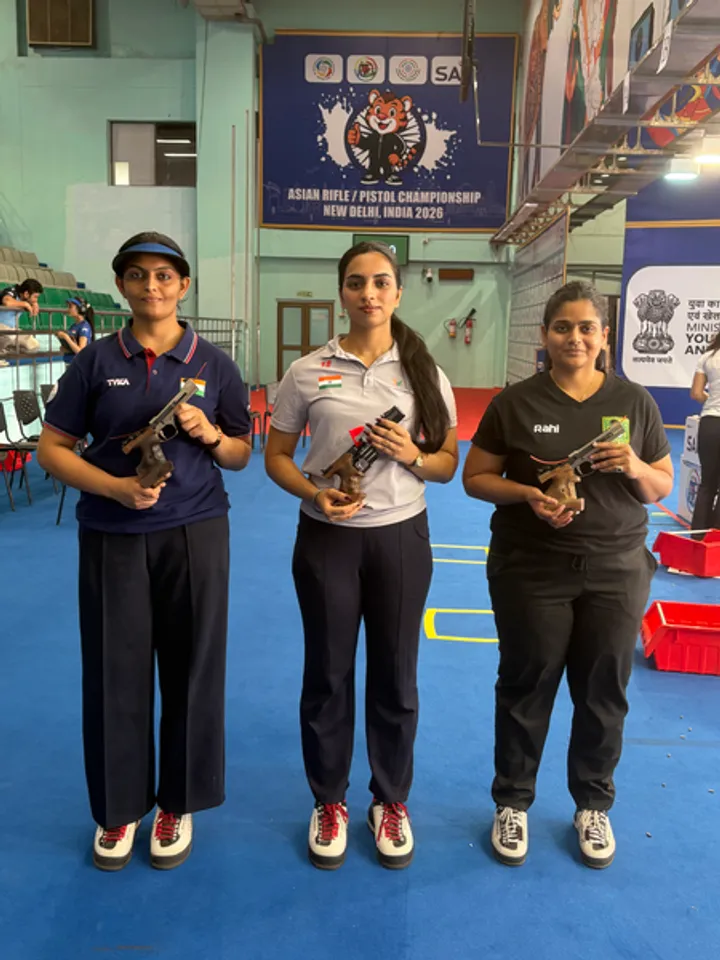 Arshdeep Kaur wins 25m Pistol T3 final in the National Selection Trials (Group A) at the Dr. Karni Singh Shooting range in New Delhi on Sunday. Photo credit: NRAI