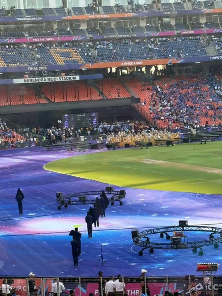 Falguni Pathak lights up Ahmedabad as the pre-final celebrations kick off ahead of the ICC Men's T20 World Cup 2026 in Ahmedabad on Sunday. Photo credit: IANS