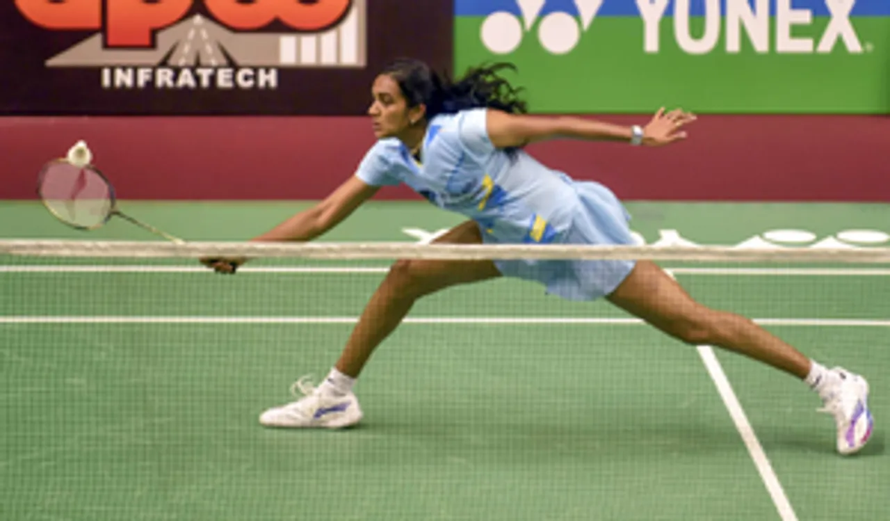 Lucknow: Badminton player PV Sindhu competes during the Syed Modi International Badminton Championship