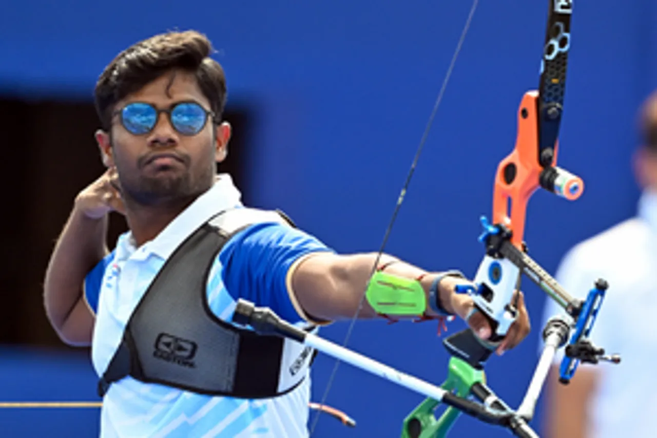 Paris : India's Dhiraj Bommadevara and Ankita Bhakat during the Archery mixed team semifinal at the Paris Olympics 2024