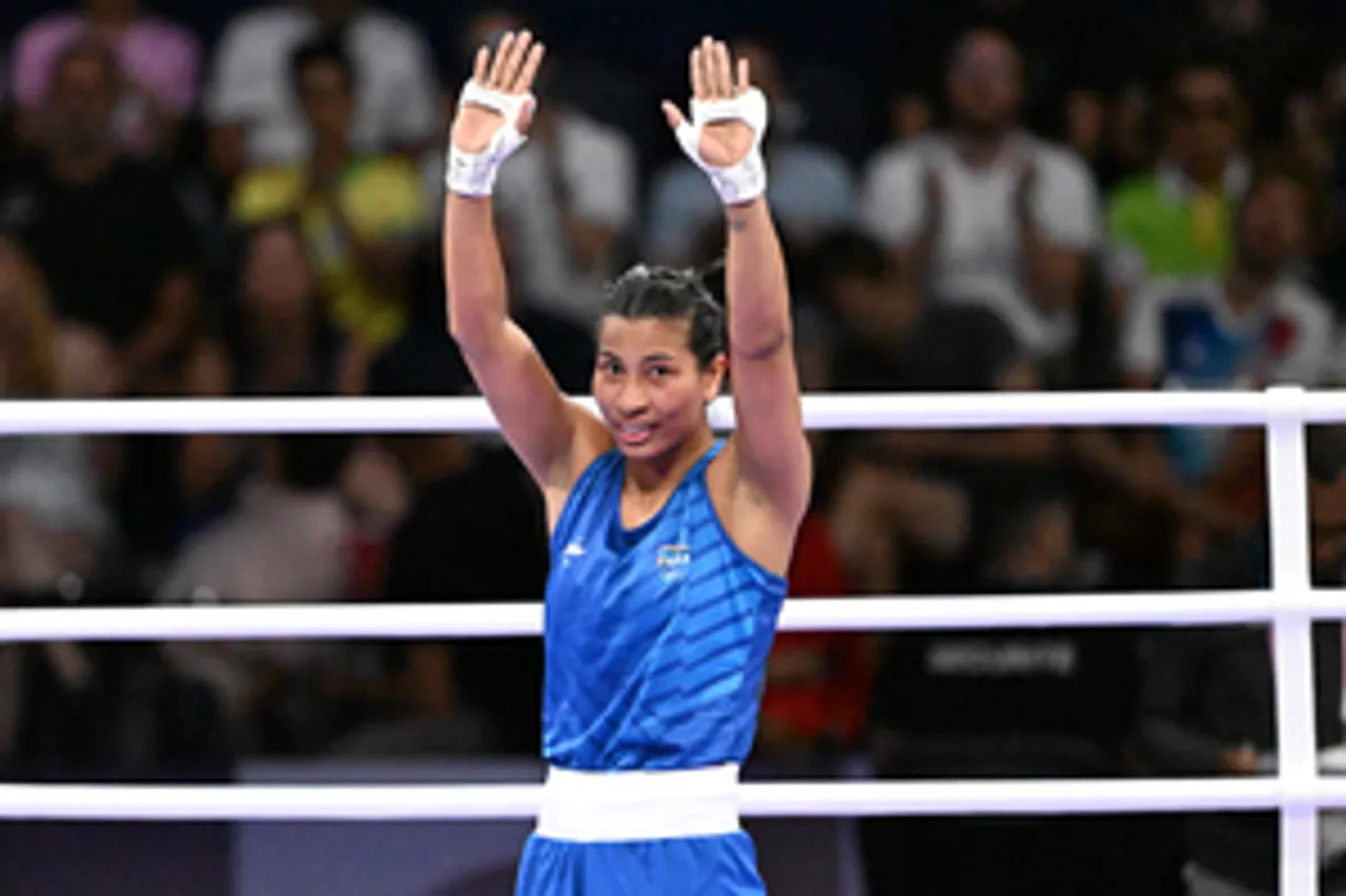 Paris: India's Lovlina Borgohain and Norway's Sunniva Hofstad in action during women's boxing 75 kg round of 16 at the 2024 Summer Olympics