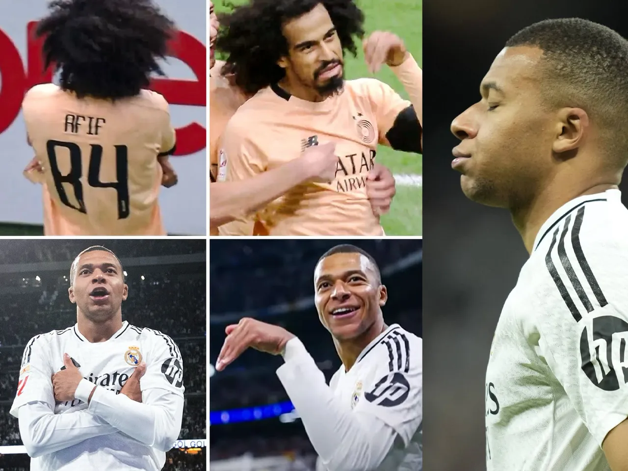 Akram Afif and Kylian Mbappe 