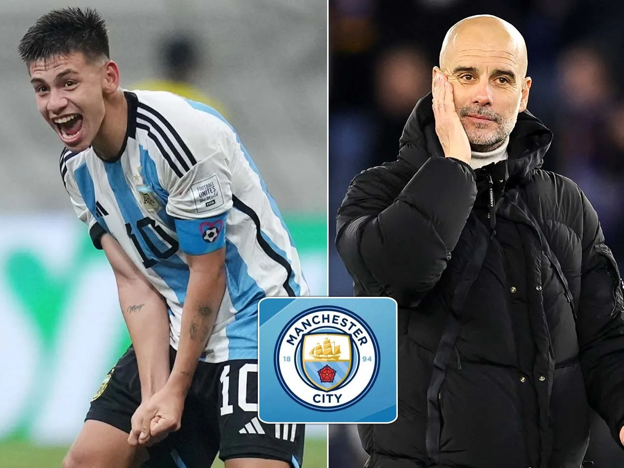 Clauio Echeverri and Manchester City Pep Guardiola (File Photo: X)